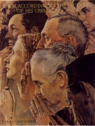 Four Freedoms Norman Rockwell Painting Freedom of Worship-1LG