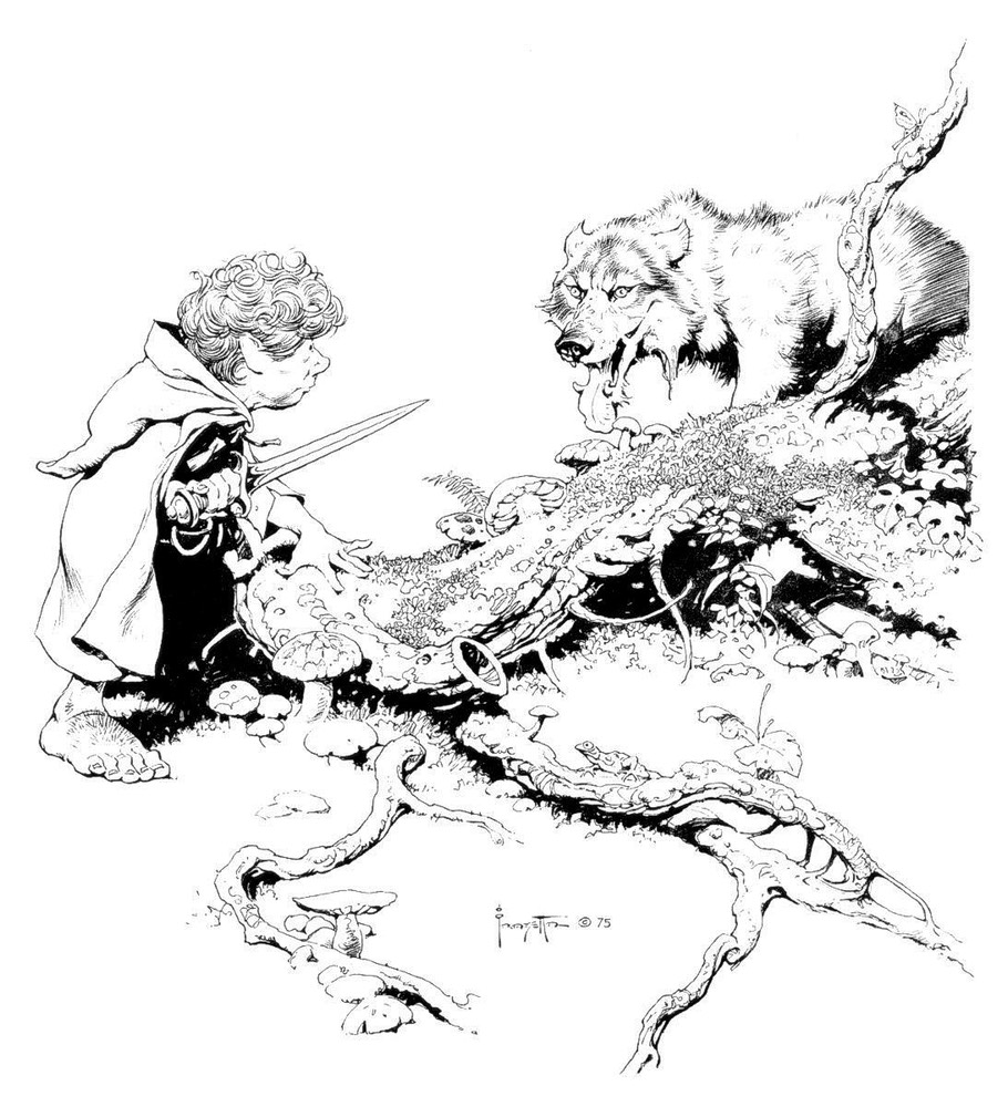 frank frazetta bw middleearth